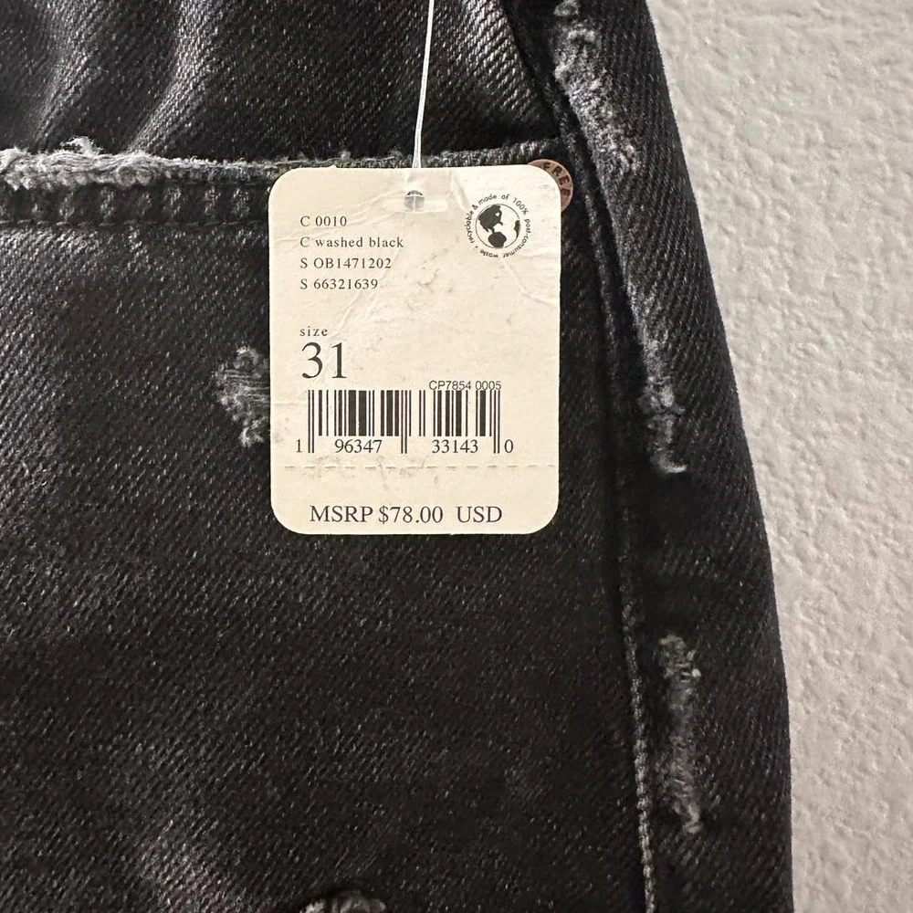 NWT Free People Women's Washed Black Lasso Distressed Cut-Out Shorts Size 31 - Picture 8 of 9